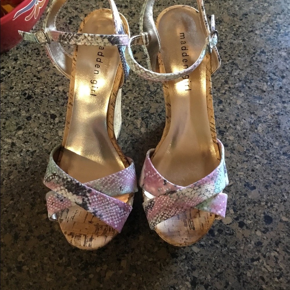 Madden Girl purple & gray wedge sandals.